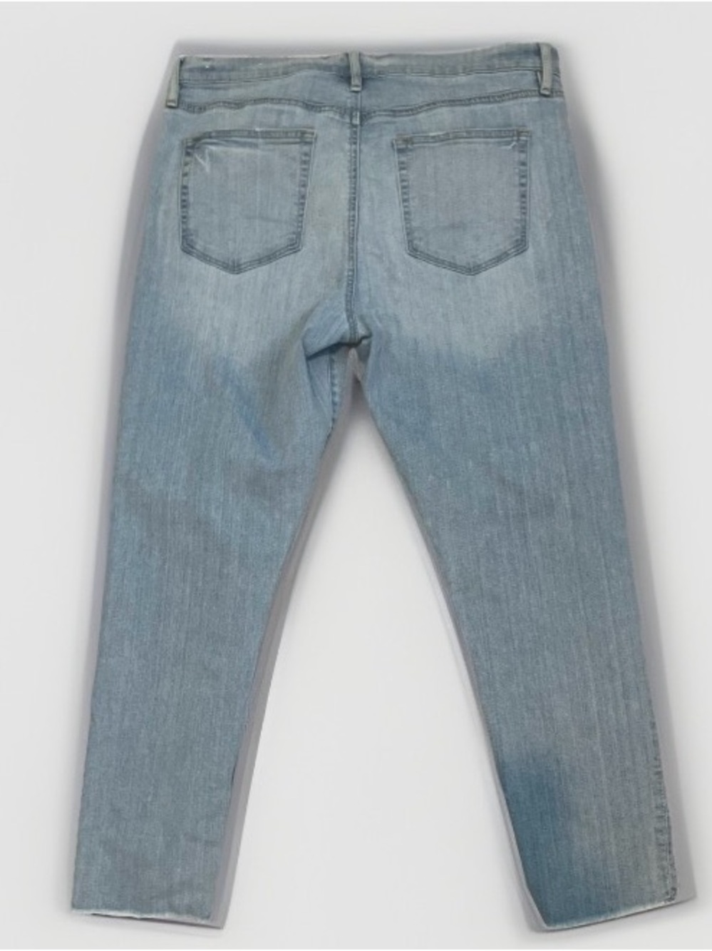 LOFT Women’s Light Blue Denim Distressed Jeans, Solid 5-Pocket Design - Picture 2 of 4